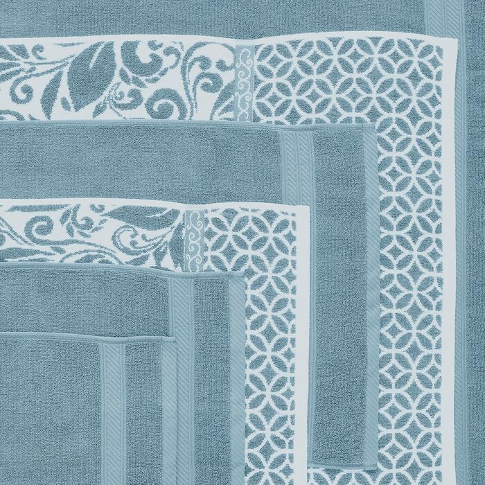 Набір рушників Modern Threads Trefoil Filigranes, 6 шт, двосторонні, жакардові, Sterling Blue, 100% бавовна, супервбираючі, швидковисихаючі