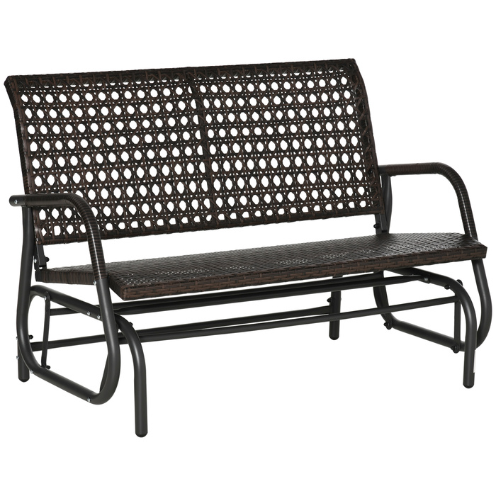 Лавка-гойдалка з поліротангу Outsunny 2-місна, Patio Garden Loveseat, Садова гойдалка зі спинкою, Лавка, Лавка в парку, Коричнева, 70x120x84см