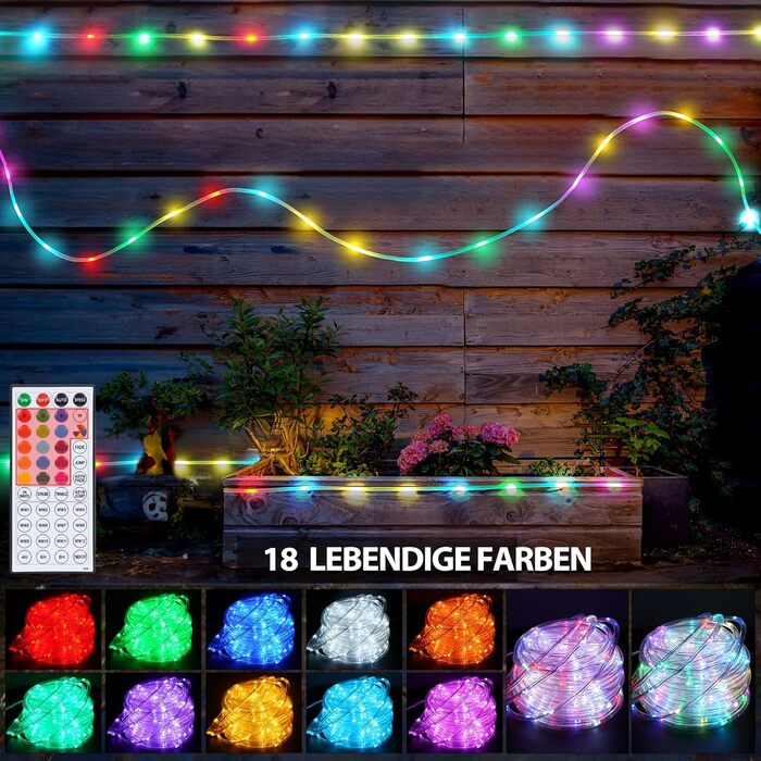 LED гірлянда-шланг StarryEver 15 м для вулиці та дому, 150 LED, IP68, 16 кольорів, з пультом, для саду, балкона, кімнати