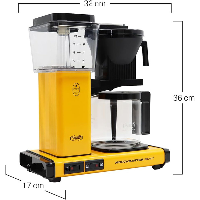 Кавоварка Moccamaster KBG Select, фільтраційна, 1.25 л, жовта Yellow Pepper