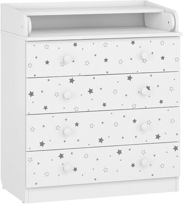 Комод для переодягання Shefa Kids Wickelkommode 800 білий - якісний комод з пеленальним столиком для дитячої кімнати (Sternenlicht)