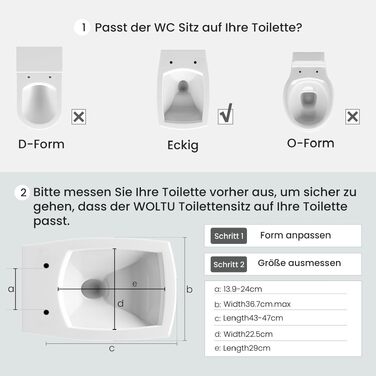 Кришка для унітаза WOLTU з мікроліфтом (Softclose), квадратна, пластикова, з системою швидкого монтажу Fast Fix