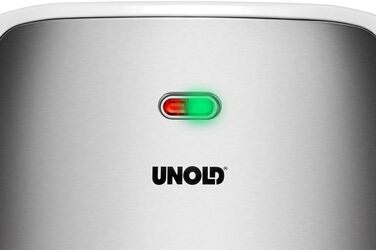 Сендвічниця Unold 48480 Quadro, 4 тости, антипригарне покриття, автоматична терморегуляція, 1100 Вт, теплоізольовані ручки, білий/нержавійка