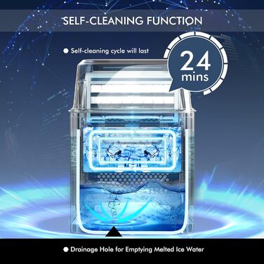 Льодогенератор RELAX4LIFE 3,2 л, 18 кг/день, автоматичне очищення, LCD-дисплей, таймер, сріблястий, з лопаткою – побутова електрична машина для льоду