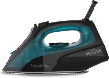 Парова праска BLACK+DECKER BXIR2403E, керамічна підошва, 2400 Вт, 500 мл, чорна/зелена