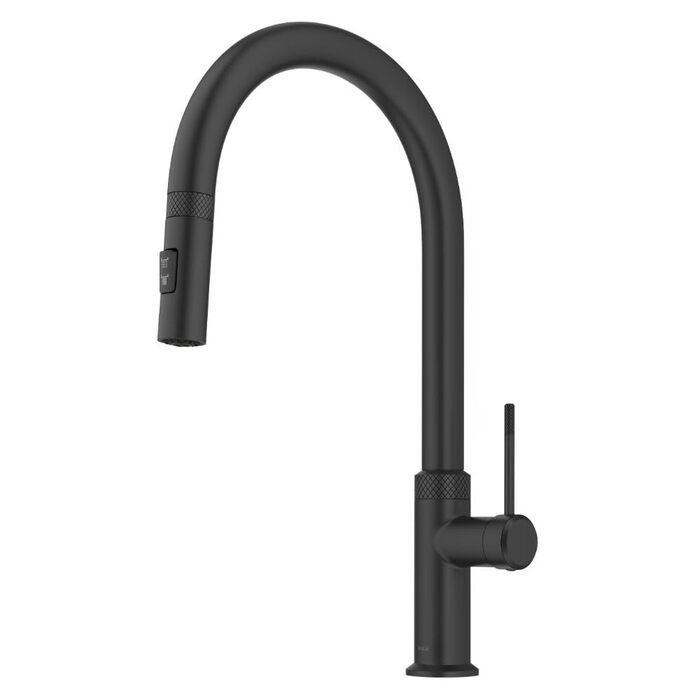 Змішувач кухонний Kraus KPF-3104SFS Oletto чорний матовий з витяжкою, 44 см