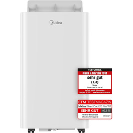 Мобільний кондиціонер Midea Silent Cool 26 Pro WF 9000 BTU, 2,6 кВт, для приміщень до 33 м², охолодження, вентиляція, осушення, з Wi-Fi, керування через додаток, Alexa, Google Home, IFTTT, з відвідним шлангом