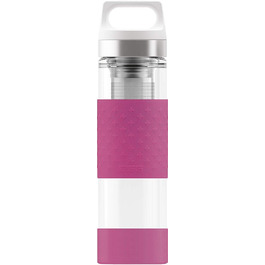 Термос-бутилка SIGG Hot & Cold Glass 0.4 л, скляна, ізольована, з силіконовим захистом, ягідний колір, без шкідливих домішок