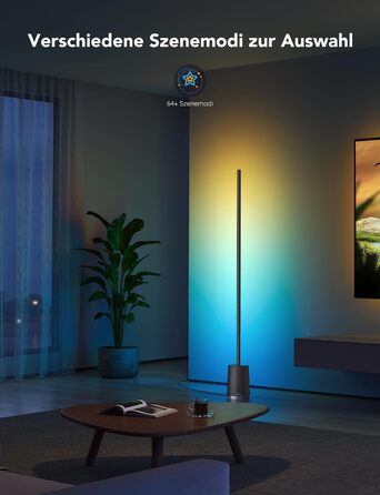 Розумна підлогова LED лампа Govee RGBIC з Wi-Fi, диміруванням, керуванням через Alexa/Google, синхронізацією з музикою, 64 режимами для вітальні та спальні