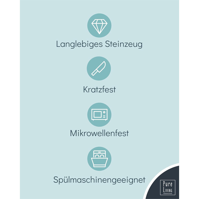 Сервіз із кам'яної кераміки Pure Living, 24 предмети, бежевий, набір посуду для 6 осіб у стилі кантрі, високоякісний