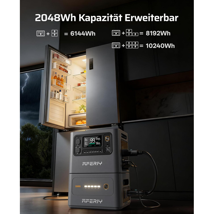 Портативна електростанція AFERIY 1800W 1024Wh для кемпінгу, розширювана до 5120Wh (3000W)