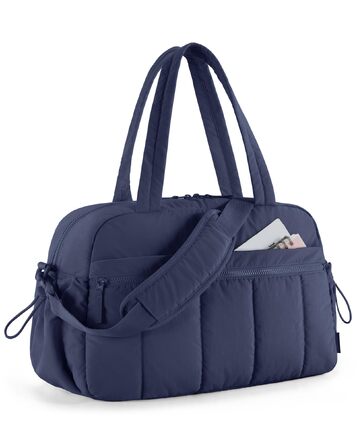 Спортивна сумка-вікенд BAGMART Puffer на 24л для жінок та мам, містка сумка для подорожей та речей дитини (Темно-синя, S)