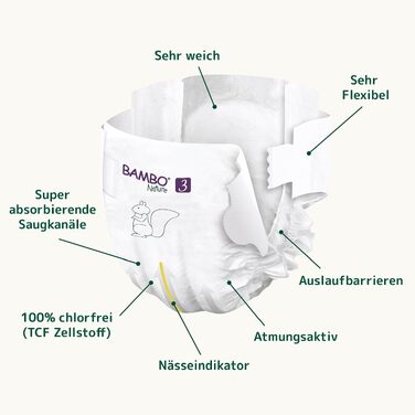 Дитячі підгузки Bambo Nature розмір 4 (7-14 кг), щомісячний набір 144 шт.
