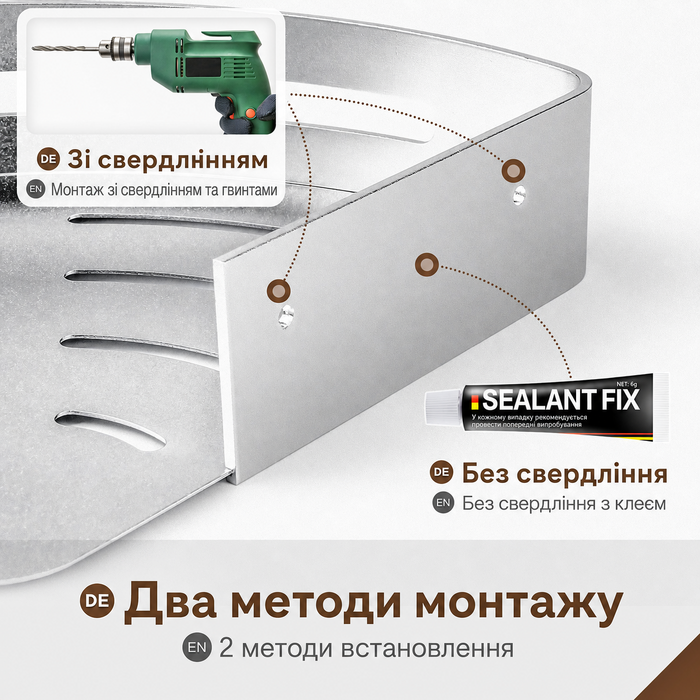 Кутова полиця для душу Yorbay без свердління, алюмінієва, з гачками, набір 3 шт.
