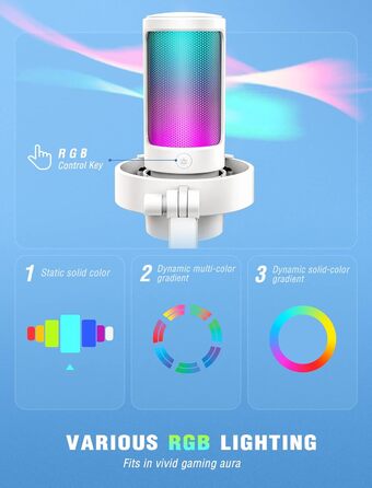 USB мікрофон FIFINE для ПК, ігровий, для стрімінгу, подкастів та студії, з RGB підсвіткою, кнопкою вимкнення звуку, роз'ємом для навушників і поп-фільтром, сумісний з PS4, PS5, Mac