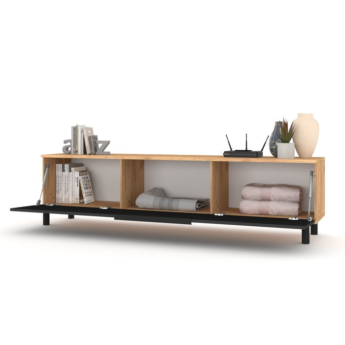 Підлогова ТВ-тумба Комод у вітальню з ручкою SIMPLY Craft, чорний матовий