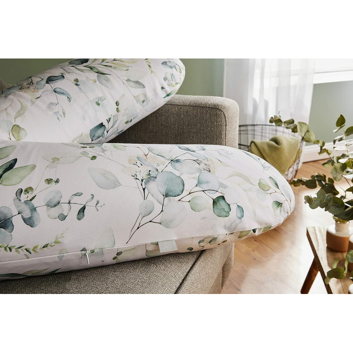 Гіпоалергенна подушка для годування та сну Rotho Babydesign Multi 190x35 см, безшумна, для вагітних і мам, машинне прання, дизайн Natural Leaves