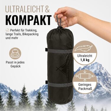 Ультралегкий намет для трекінгу та кемпінгу WANDERFALKE Trail на 1-2 особи, водонепроникний (4000 мм), компактний намет для байкпакінгу та подорожей, Dark Olive
