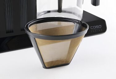 Кавоварка CASO Aroma Sense, дизайнерська, ідеальна температура заварювання 92-96°C, повне розкриття аромату завдяки аромапаличці, з титанованим сталевим постійним фільтром