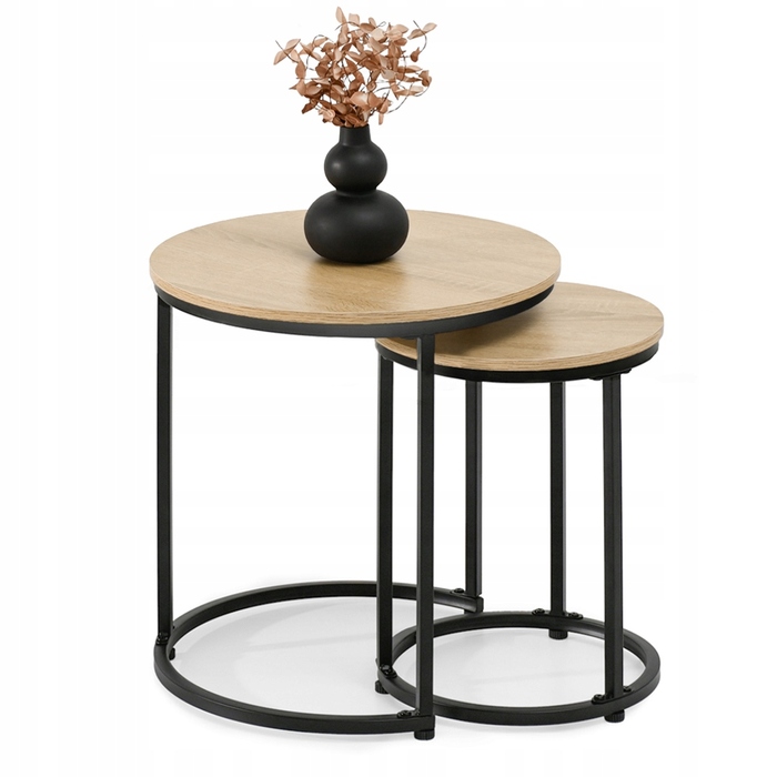 Журнальний стіл Mebel-Partner круглий, 45 x 45 x 48,5 см, чорний, дуб сонома