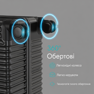 Середній валізний чемодан Voyagoux 71 л, жорсткий ABS, TSA-замок, 4 колеса, чорний, 27x41x67 см, легкий ручний багаж