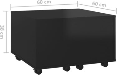 Стіл журнальний vidaXL розсувний, бетонно-сірий, 60x60x38 см, ДСП, для вітальні, кавовий, чайний