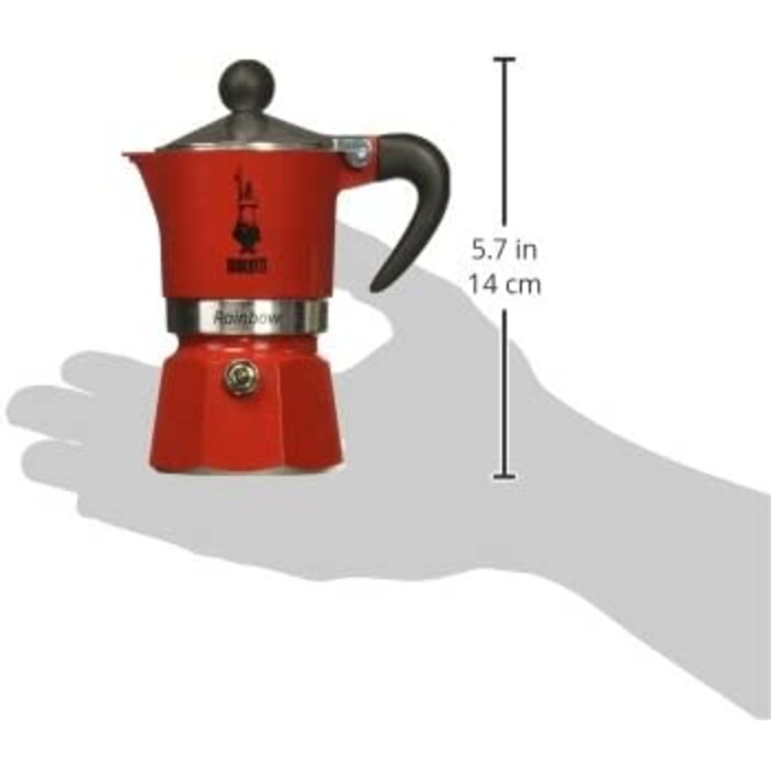 Кавоварка гейзерна Bialetti Rainbow, алюміній, червона, на 1 чашку