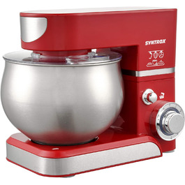 Кухонна машина Syntrox Germany KM-5.0L Basic Red, 5 л, з нержавіючої сталі, червона, тістоміс