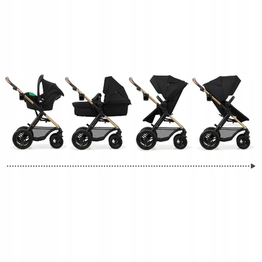 Дитячий візок 4в1 Kinderkraft MOOV 2 EVA з багатофункціональним автокріслом, чорний