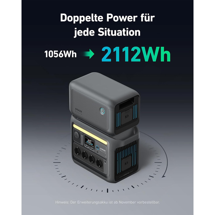 Портативна електростанція Anker SOLIX C1000, ємність 1056 Wh, номінальна потужність 1800 W, пікова потужність 2400 W