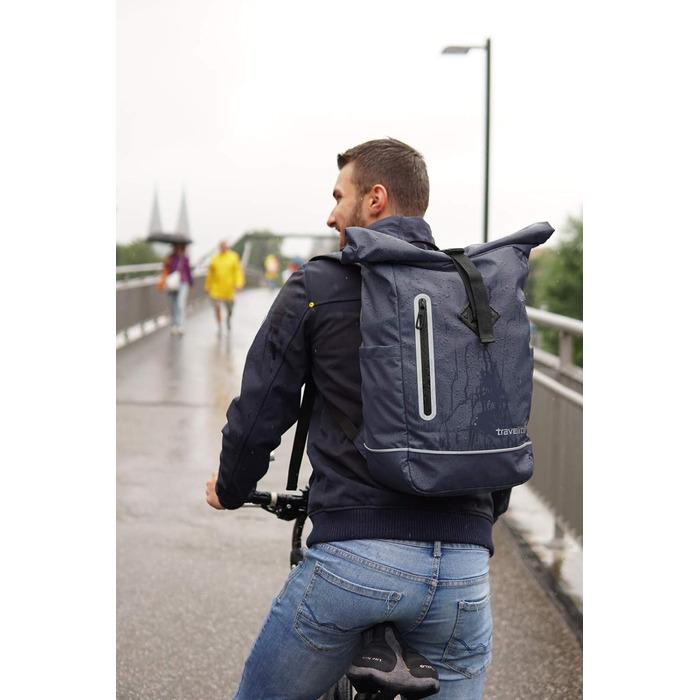 Рюкзак travelite Rolltop 19 л водонепроникний для велосипеда та міста, з відбивачами, синій (марін)