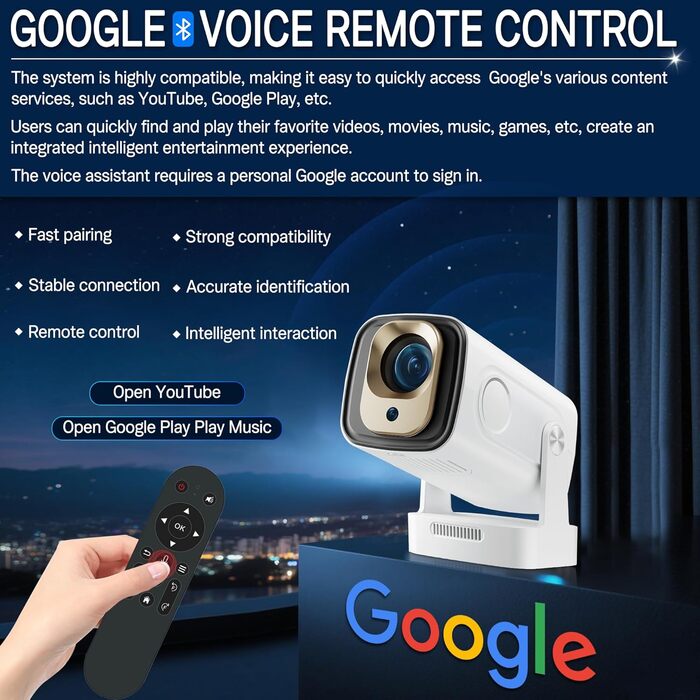 Портативний міні проєктор 4K з Wi-Fi та Android 11: підтримка 1080P Full HD, HDMI, для телефону/ПК/ноутбука, з вбудованим динаміком (HY260pro)