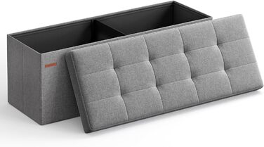 Складаний пуф SONGMICS з відсіком для зберігання, 110×38×38 см, до 300 кг, для вітальні, спальні, коридору, сірий