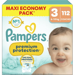Підгузки Pampers Premium Protection розмір 3, 112 шт, для дітей від 6 до 10 кг, подвійний захист від протікань