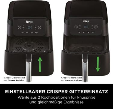 Аерофритюрниця Ninja AF170EU 6,2 л: цифрова мультипіч без олії з антипригарним покриттям, функції смаження, сушіння та розігріву, чорна