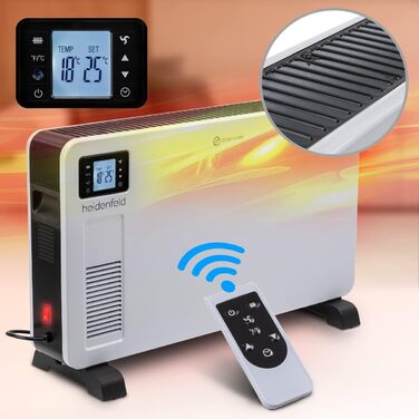 Електричний конвектор Heidenfeld EK100, 2300 Вт, з пультом, таймером і LCD-дисплеєм, для обігріву до 40 м²