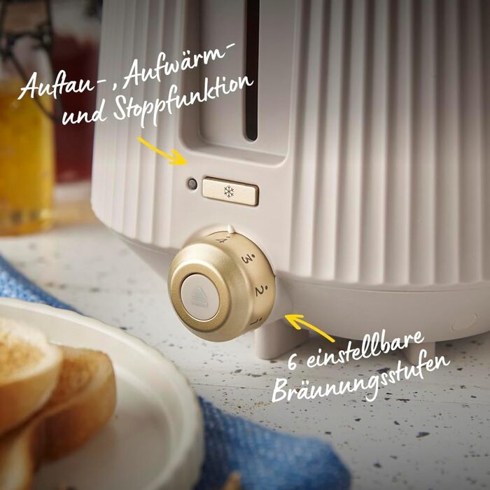 Тостер Russell Hobbs Brontë Stone на 2 тости, 6 режимів, кремовий - 26761-56