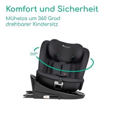 Дитяче автокрісло Bebeconfort RevolveFix 360 i-Size (40–150 см), поворотне, колір Full Black