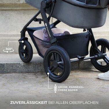 Дитяча коляска Kinderkraft MOOV2 4 в 1 з автокріслом I-SIZE, чорна (CLASSIC)