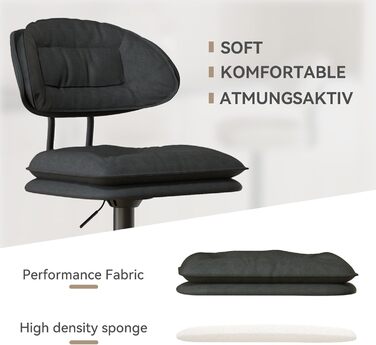 Барні стільці Hawthyhome 2 шт, ергономічні з м’якою спинкою, регульовані, двошарові, для кухні, бару, їдальні, бежеві