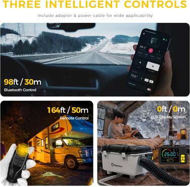 Автономний дизельний обігрівач повітря Sunster 8кВт з керуванням через APP, EU-адаптером та сумкою для транспортування, сірий (TB30)