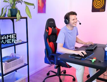 Ігрове крісло Trust Gaming GXT 708R Resto, обертається на 360°, офісне крісло з знімними подушками, регульована висота, фіксація, червоне