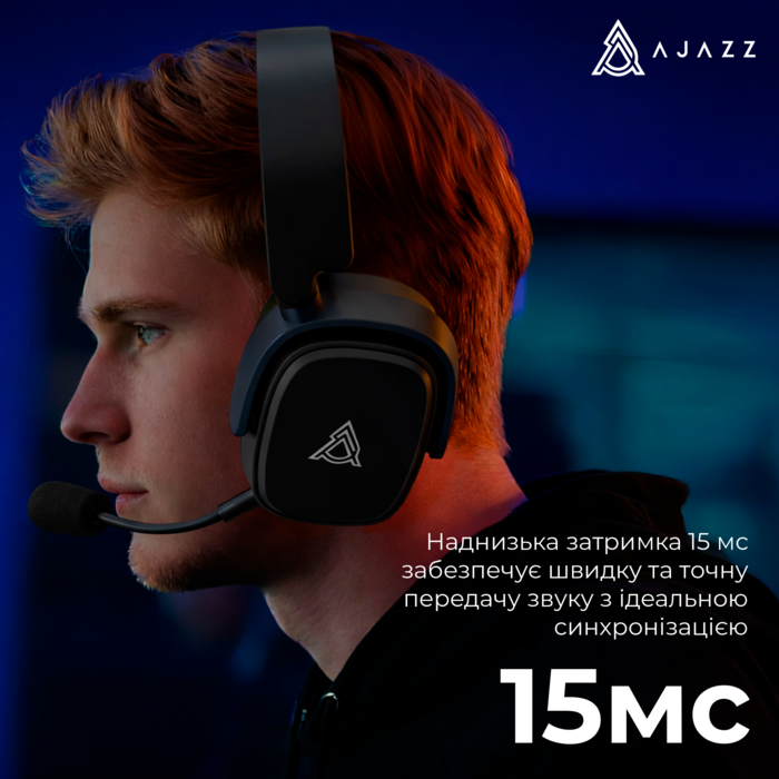 Бездротова ігрова гарнітура Ajazz AHM09 MAX Black Gray Yellow (AHM09-MAX-BGY)