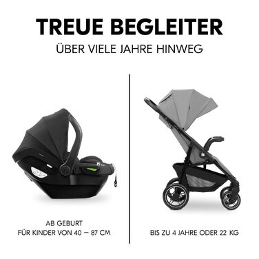 Дитяча коляска 3-в-1 Hauck Shop N Care Travel Set Grey - для дітей до 22 кг, автокрісло i-Size, регульована спинка, складна, UPF 50+