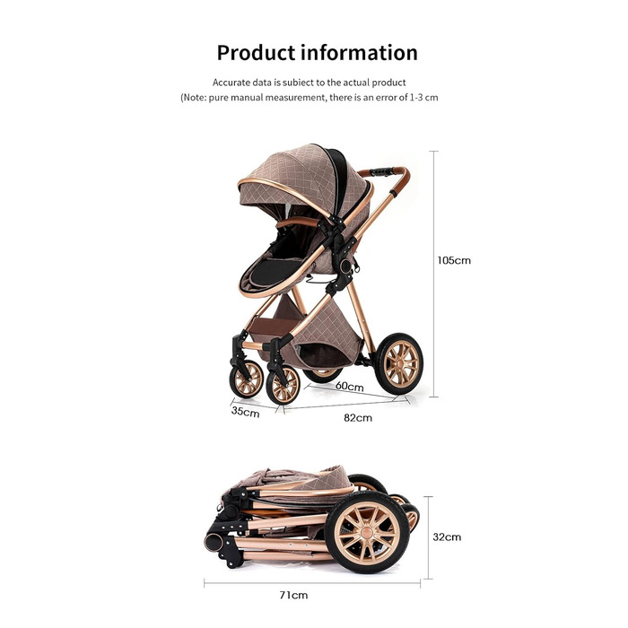 Дитяча коляска Glokid 3 в 1, комбінована модель з функцією подорожей, зручна сумка для переодягання, москітна сітка, дощовик, теплий чохол, компактне складання, положення для сну, висока посадка (LV9 світло-сірий)