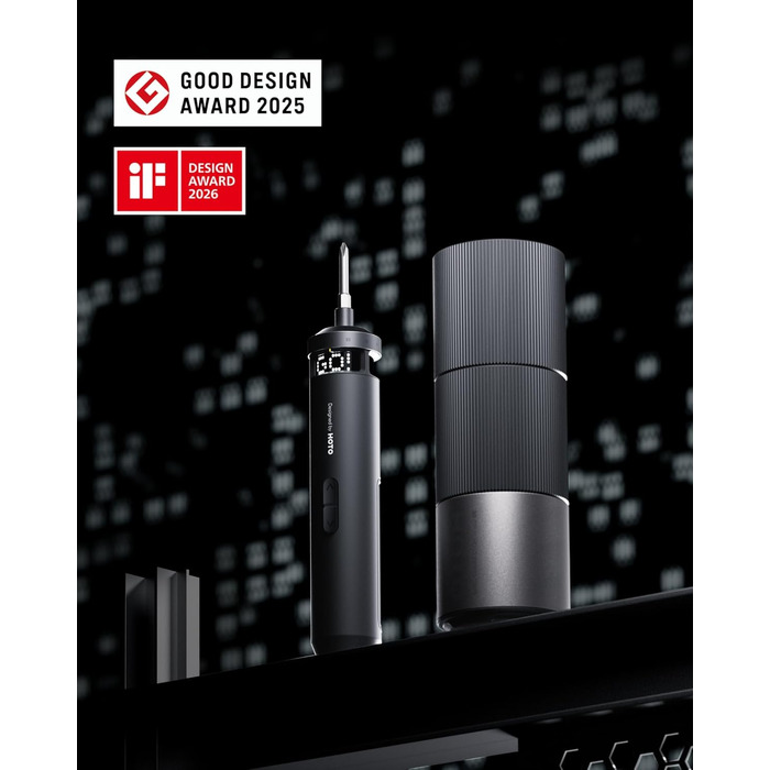 HOTO PixelDrive Електричний Шуруповерт з Дисплеєм, 6 Режимів, 0.5-6 Нм, 30 Біт, USB-C, для Електроніки та Дому