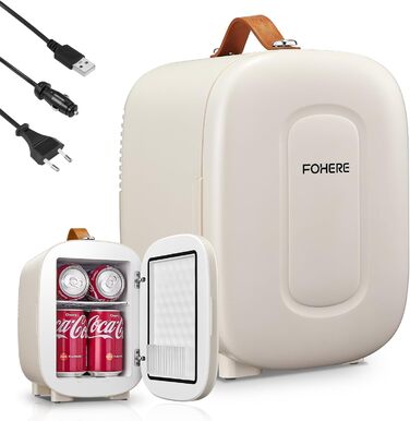 Міні холодильник FOHERE 5 літрів, USB живлення, 220V/12V, для напоїв та догляду за шкірою, білий