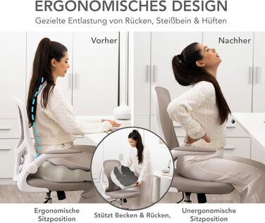Подушка для сидіння XXL 52 см з піни Memory Foam високої щільності – для офісу, авто, геймінгу та дому. Ефективна підтримка спини та куприка.