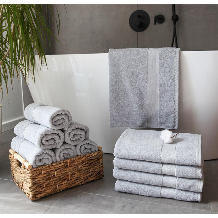 Набір рушників BANANALU 6 шт 50x100 см, 100% бавовна, для гостей, сіро-зелені