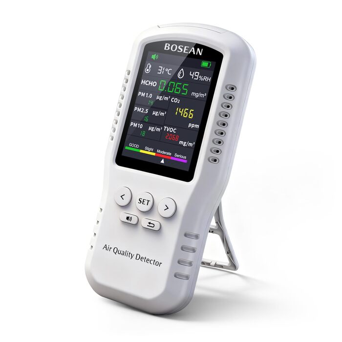 Аналізатор якості повітря 9 в 1 T-Z01: вимірювач CO2, TVOC, HCHO, PM2.5, PM10, PM1.0, температури та вологості для дому, офісу та школи